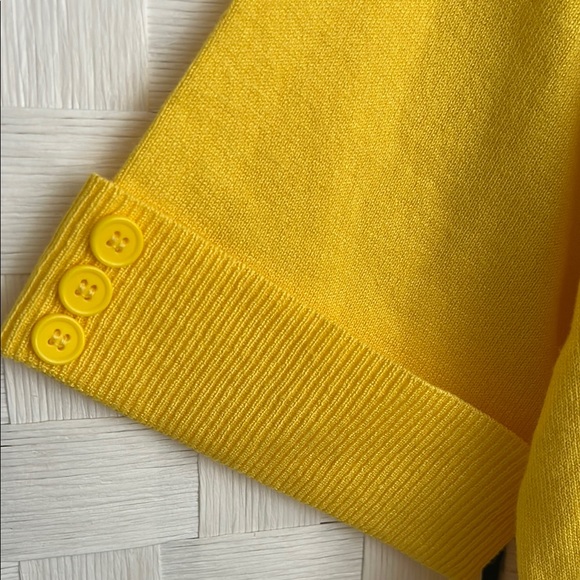 89th & Madison Sunny Yellow Knit Cardigan 1/2 sleeve - Picture 4 of 12